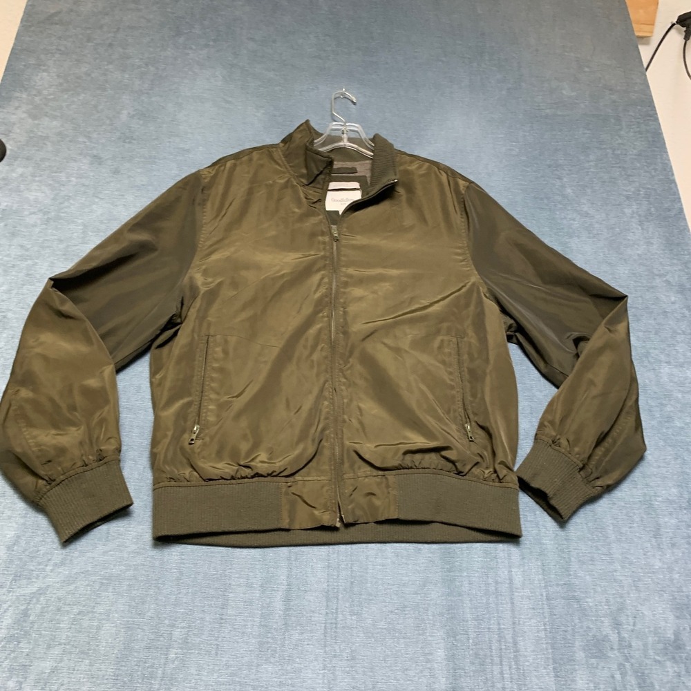 Goodfellow & Co Jacket Mens Large Olive Green Water Resistant Pockets Full Zip